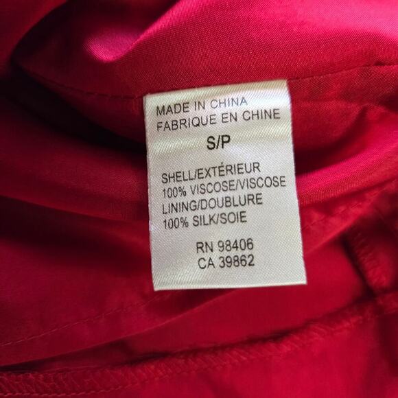 NWT Theory Women One-Shoulder Draped Viscose Silk Blouse S Red Old Money Elegant - Picture 9 of 11